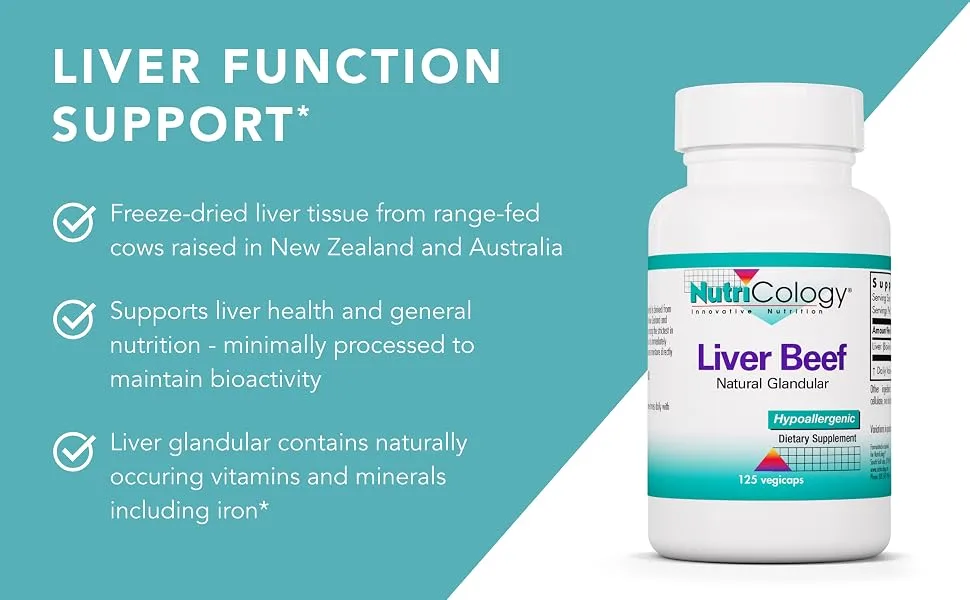Nutricology Liver Beef 125 Vegicaps beef 125 Count (Pack of 1) - Nutricology 50470