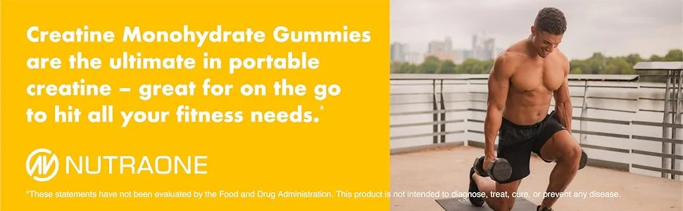 Creatine Monohydrate Gummies by NutraOne Pre- and Post Workout Recovery Fuel Muscular Performance Increase Endurance Support Muscle Recovery (Lemon - 30 Servings) - Creatine monohydrate gummies are the ultimate in portable creatine to hit your fitness needs.