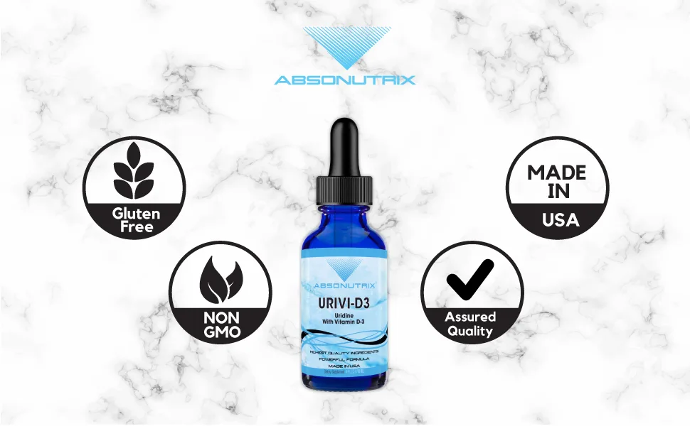 Absonutrix UriVi - D3 343 mg 4 FL OZ Liquid 302 Servings Made in USA Plant-Based Ingredients Echinacea Extract Vitamin D3 Gluten-Free - UriVi