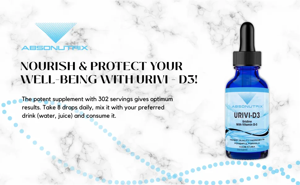 Absonutrix UriVi - D3 343 mg 4 FL OZ Liquid 302 Servings Made in USA Plant-Based Ingredients Echinacea Extract Vitamin D3 Gluten-Free - UriVi