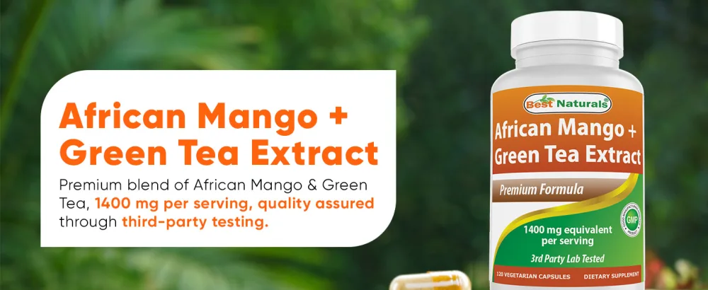 Best Naturals African Mango with Green Tea 1400 mg per Serving - 120 Vegetarian Capsules - African Mango Capsules