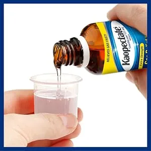 Kaopectate Extra Strength Gas Relief Liquid Mixed Berry Flavor Relieves Gas Bloating and Pressure Simethicone 125 mg 8 oz (Pack of 2) - Kaopectate, bloating, stomach discomfort, gas relief, dye-free, extra strength, fast, simethicone