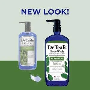 Dr Teal's Body Wash Bundle with Epsom Salt (24 fl oz Pack of 2) - Eucalyptus & Spearmint and Melatonin & Essential Oil Blend - product information 1