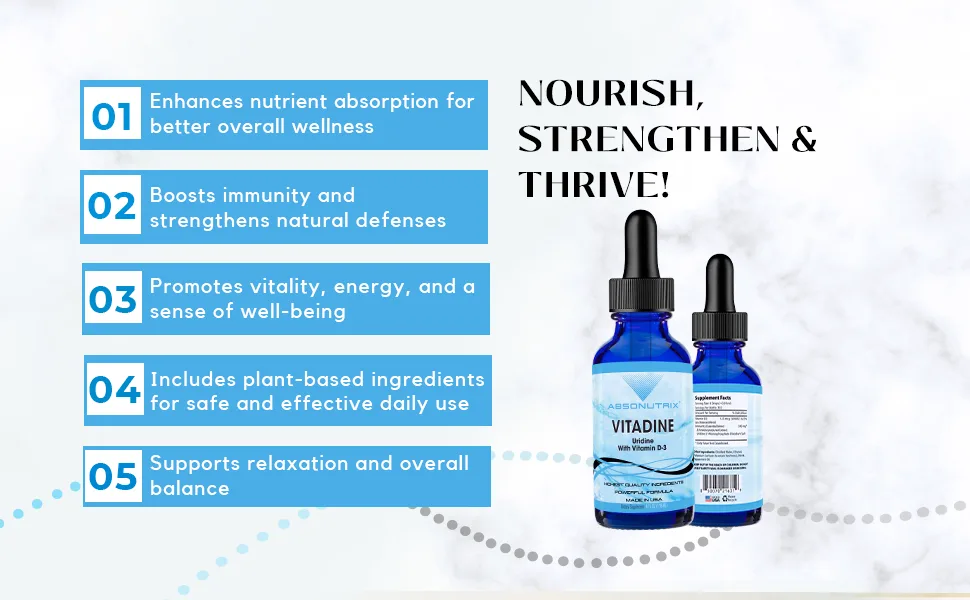 Absonutrix Vitadine 343 mg 4 FL OZ Liquid 302 Servings Made in USA Plant-Based Ingredients Echinacea Extract Vitamin D3 Gluten-Free - Vitadine