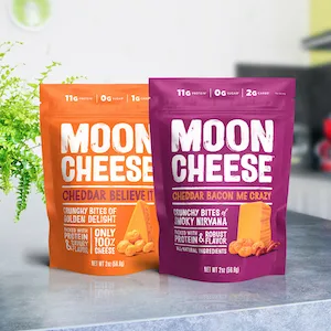 Moon Cheese Bites Bundle Cheddar White Cheddar Parm Gouda & Get Pepper Jacked 2-Ounce 5-Pack Lunch or Snack - Healthy cheese snack
