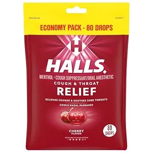 HALLS Relief Cherry Cough Drops Economy Pack 12 Packs of 80 Drops (960 Total Drops) 80 Count (Pack of 12) - image