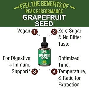 Grapefruit Seed Extract Liquid Drops Supplement. Vegan GSE Grapefruit Seed Extract For Women and Men. Zero Sugar Non Bitter. For Immune Digestive Support. Gluten Free Oil. Take Orally - grapefruit seed extract