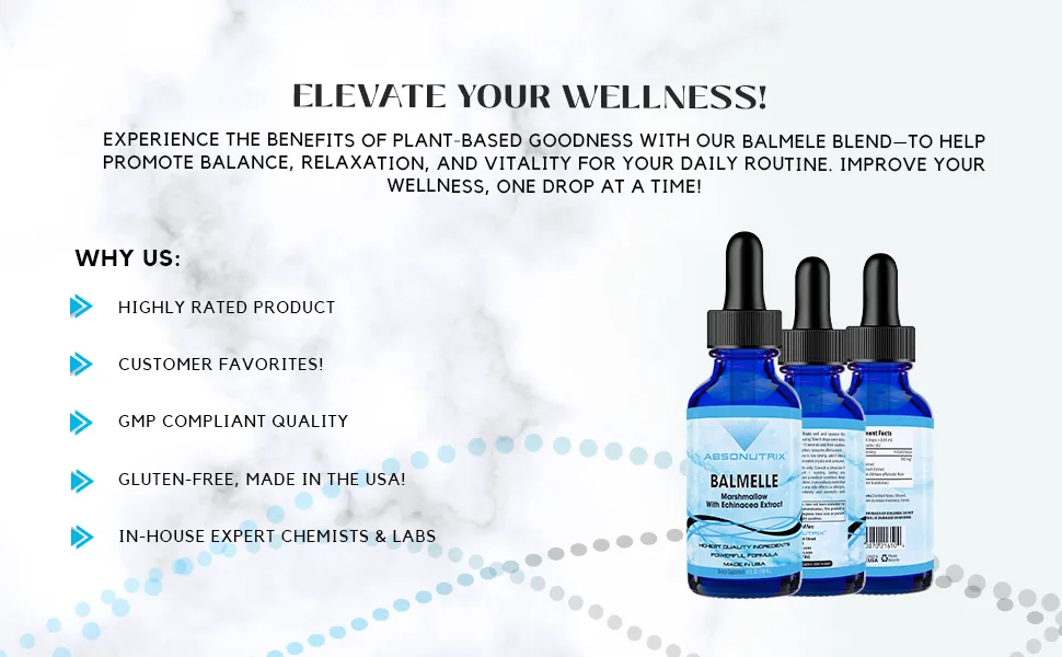 Absonutrix Balmele 390 mg 4 FL OZ Liquid 302 Servings Made in USA Plant-Based Ingredients Echinacea Marshmallow Root Gluten-Free Non-GMO - Balmele
