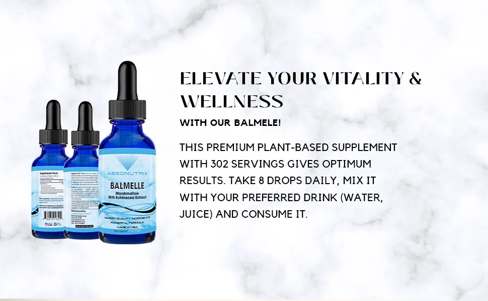 Absonutrix Balmele 390 mg 4 FL OZ Liquid 302 Servings Made in USA Plant-Based Ingredients Echinacea Marshmallow Root Gluten-Free Non-GMO - Balmele