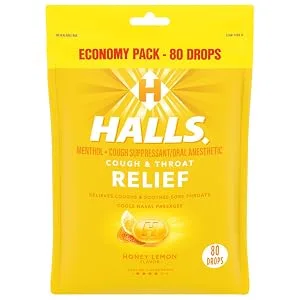 HALLS Relief Honey Lemon Cough Drops Economy Pack 80 Drops HONEY LEMON 80 Count (Pack of 1) - image