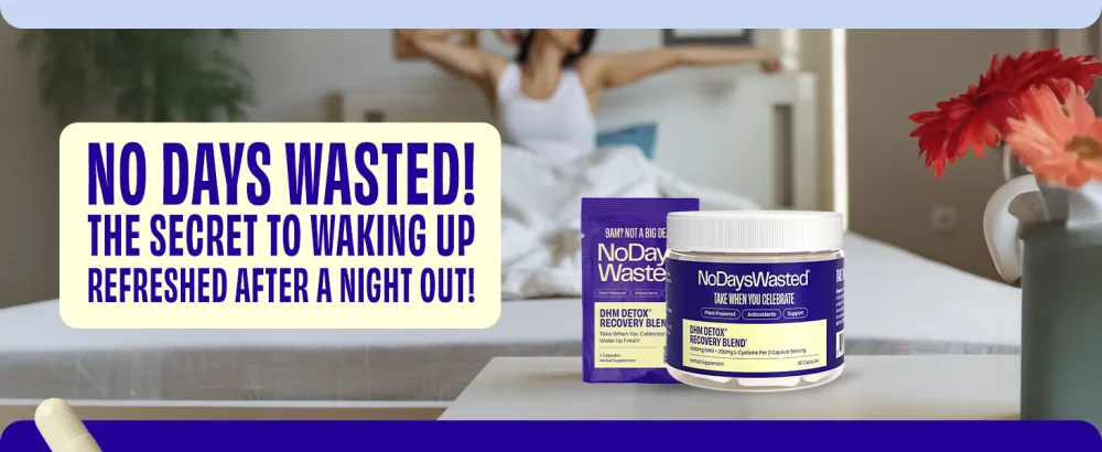 DHM Detox No Days Wasted 30 Servings - Take During Evening for Better Next Day and Recovery 30 Count (Pack of 1) - Non-GMO Hangover Relief
