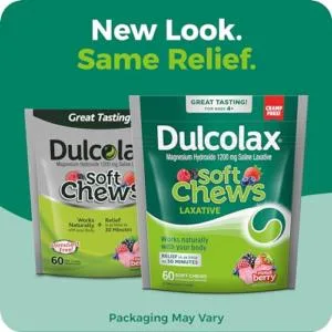 Dulcolax Soft Chews Saline Laxative Mixed Berry (60ct) 1200mg + Stool Softener Liquid Gel Capsules (100ct) 100mg - product information 1