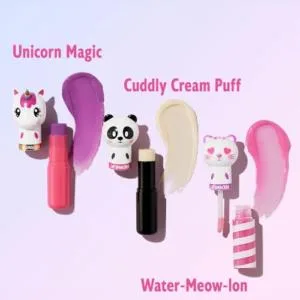 Lip Smacker Lippy Pals Set of 3 Flavored Moisturizing Lip Balms with Unicorn Magic Cuddly Cream Puff Panda and Sweet Kiwi Kitty - product information 1