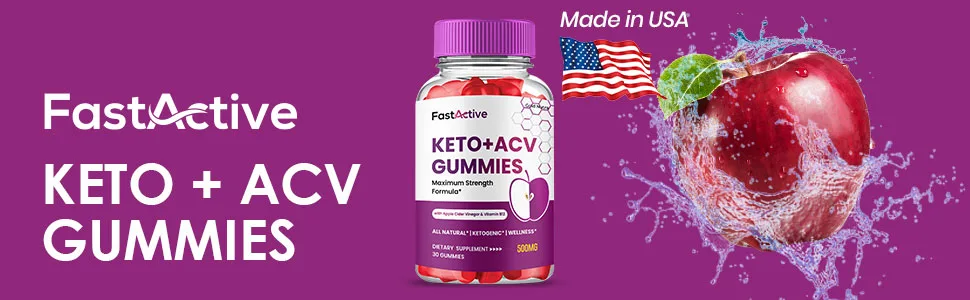 Fast Active ACV Gummies FastActive + ACV Gummies Advanced Formula Supplement for Men and Women 2 Month Supply (2 Pack) - Made in USA, Fast Active, Pectin, Allergen free, natural ingredients