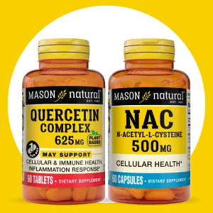 MASON NATURAL Vitamin D3 1000 IU (25 mcg) Peach Vanilla Chewable Tablets for Adults & Kids to Support Muscle Function 50-Day Supply (Pack of 1) - Quercetin Complex and NAC