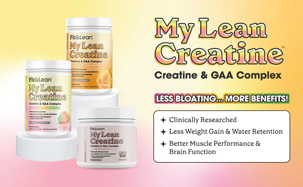 Fit & Lean Creatine for Women My Lean Creatine Powder Complex with GAA Muscle Performance Cognitive Function and Less Bloating Reduced Water Retention (6.46 Ounce (Pack of 1) Rainbow Sherbert) Rainbow Sherbert 7.2 Ounc  - fit &amp;amp;amp; lean my lean creatine