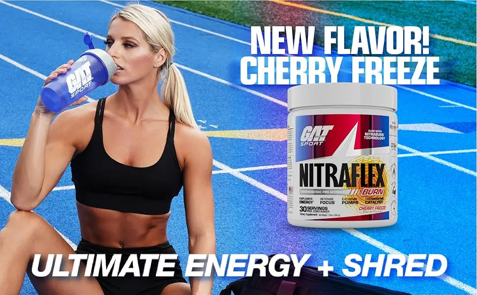 GAT SPORT NITRAFLEX Burn Pre-Workout Blue Raspberry 30 Servings - Nitraflex Burn - Cherry Freeze