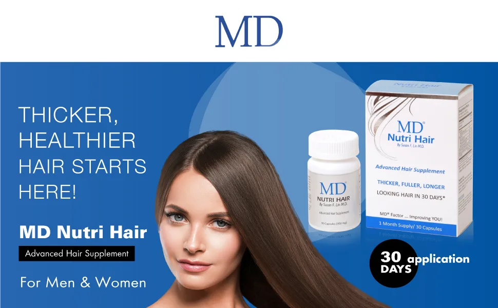 MD Nutri Hair Growth Support Supplement with Biotin 30 Capsules Nourish from Within for Healthier-Looking Hair - MD Nutri Hair