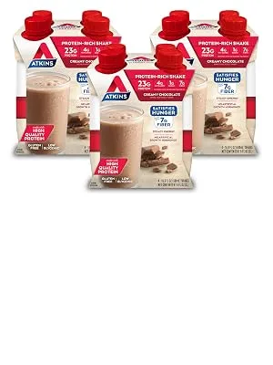 Atkins Creamy Chocolate Meal Size Protein Shake & Dark Chocolate Royale Protein Shake 15g Protein Low Glycemic 2g Net Carb 1g Sugar Keto Friendly 12 Count - product information 2