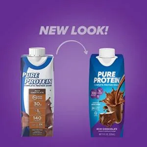 Pure Protein Chocolate Protein Shake & Bars High Protein Nutritious Snacks to Support Energy Low Sugar Gluten Free Chocolate Peanut Butter 1.76oz 12 Count (Packaging May Vary) - product information 1
