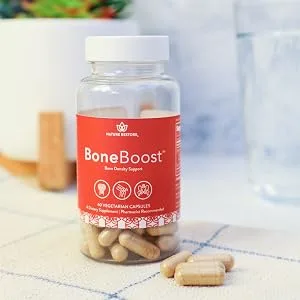 BoneBoost Natural Bone Health Supplement 60 Capsules Manufactured in USA Non GMO Gluten Free - BoneBoost Bottle