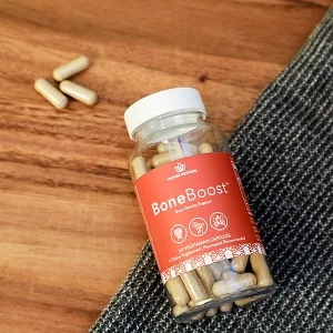 BoneBoost Natural Bone Health Supplement 60 Capsules Manufactured in USA Non GMO Gluten Free - BoneBoost Bottle