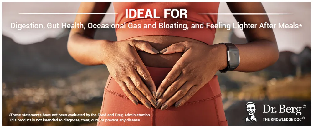 Dr. Berg Advanced Digestive Enzymes with Apple Cider Vinegar - Includes Digestive Health Ingredients Like Betaine Hydrochloride (HCI) Ginger Root & Peppermint Leaf - 180 Capsules - Dr. Berg Advanced Digestive Enzymes Premium A+ Content Benefits Digestion Gas Bloating Gut Health