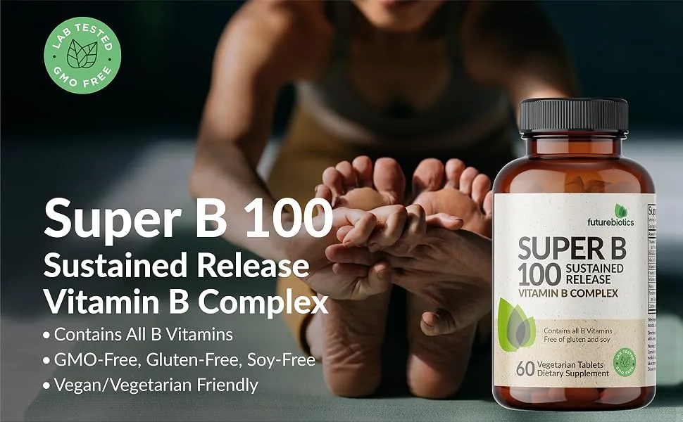 Futurebiotics Super B 100 Sustained Release Vitamin B Complex Non-GMO 60 Vegetarian Tablets 60 Count (Pack of 1) - futurebiotics
