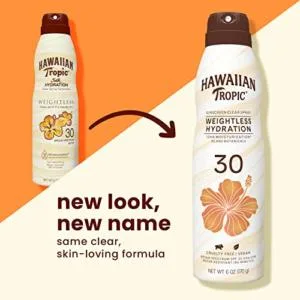 Hawaiian Tropic Weightless Hydration Clear Spray Sunscreen SPF 30 & Sheer Touch Ultra Radiance Lotion Sunscreen SPF 15 8oz - product information 1