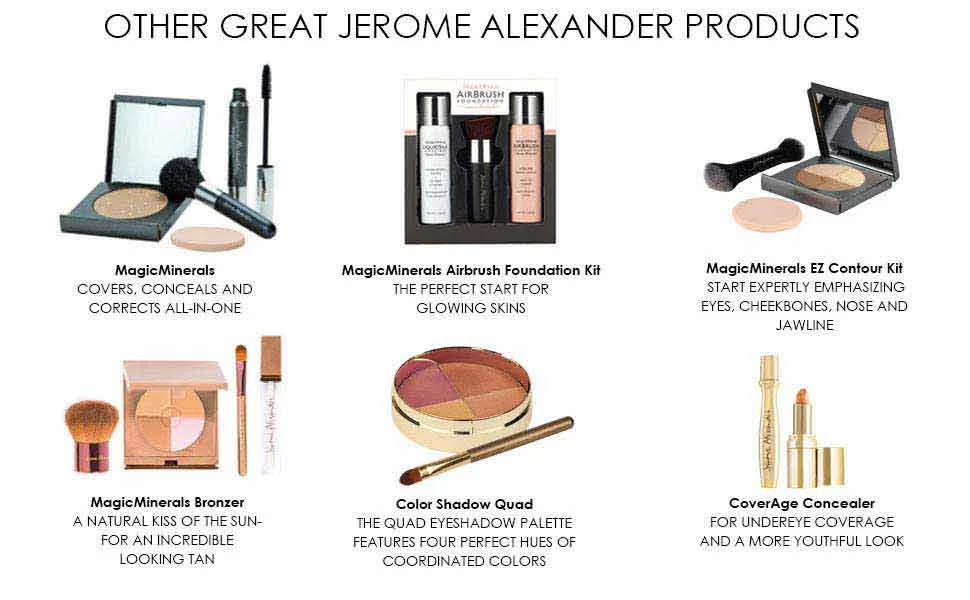 Magic Minerals Contour Palette by Jerome Alexander - Complete Contour Makeup Kit with Concealer  Foundation & Highlighter Plus Double Ended Brush & Blending Sponge - Other Great Jerome Alexander Products