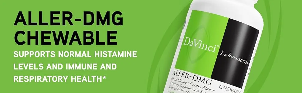 DAVINCI Labs Aller-DMG Chewable - Immune Health Support Histamine Aid & Respiratory Support* - Orange Cream Flavor - 120 Chewable Vegetarian Tablets (60 Servings) - product information 2