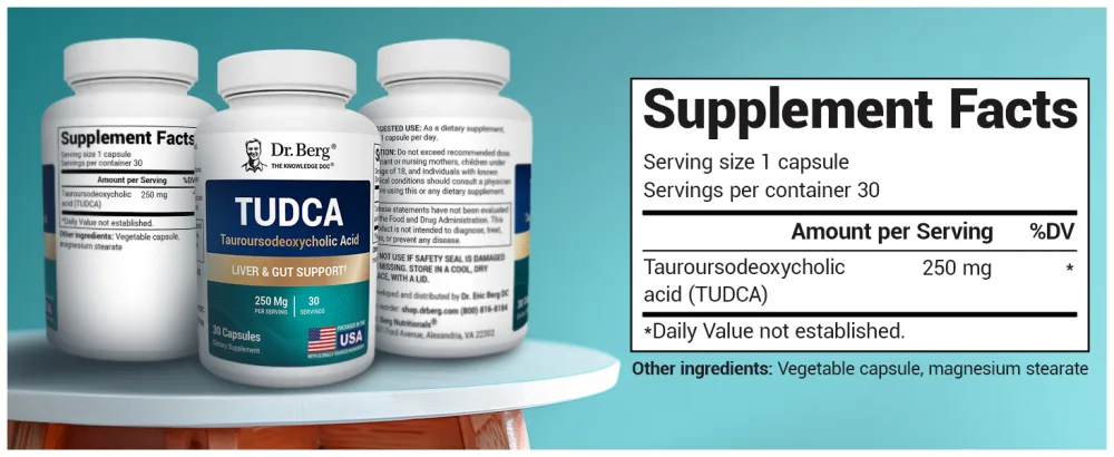 Dr. Berg TUDCA Supplement (Tauroursodeoxycholic Acid) - Powerful Formula for Liver Health Bile Flow Gallbladder Support and Digestive Health* - 30 Capsules - Dr. Berg TUDCA Supplement Premium A+ Content gut health liver health liver function digestion