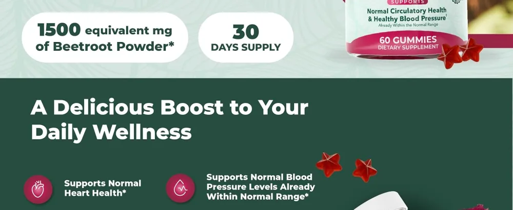 PurePremium Beet Root Gummies 50:1 Extract - 60 Sugar Free Chews - Super Nitric Oxide Beetroot Gummies | Natural Blueberry Flavor - Supplements for Normal Blood Pressure - beet root gummies beet gummies for high blood pressure for men sugar free woman beetroot powder