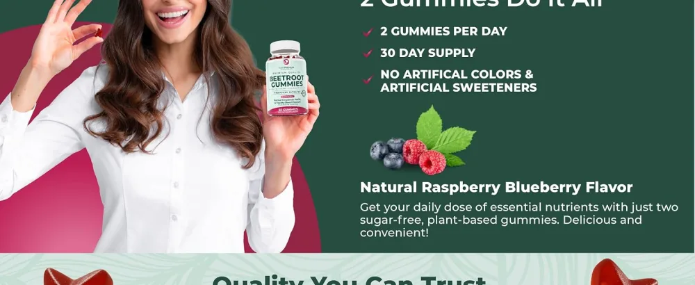 PurePremium Beet Root Gummies 50:1 Extract - 60 Sugar Free Chews - Super Nitric Oxide Beetroot Gummies | Natural Blueberry Flavor - Supplements for Normal Blood Pressure - beet root gummies beet gummies for high blood pressure for men sugar free woman beetroot powder