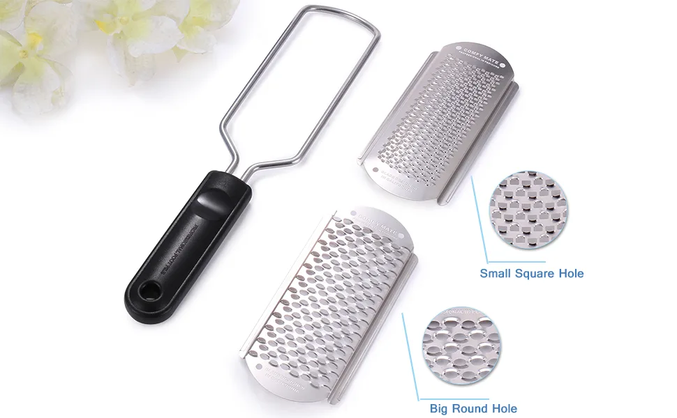 2 Blades Pedicure Foot File Scrubber Rasp Feet Callus Shaver Cuticle Cutter and Corn Remover Pedi Tool (2 Blades) - footfile