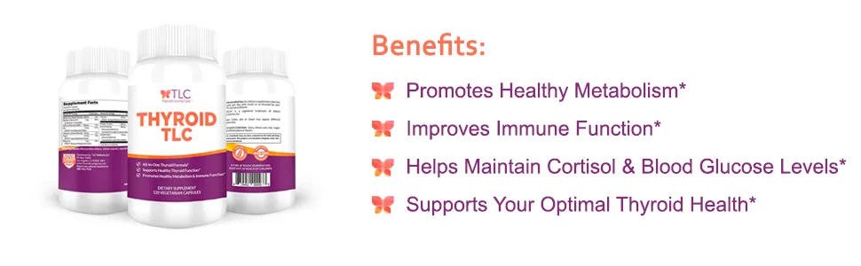 Thyroid TLC - All-in-One Thyroid Support Formula with Iodine Selenium and Maganese (120 Vegetarian Capsules) - Thyroid pills promote metabolism, and improve cortisol health