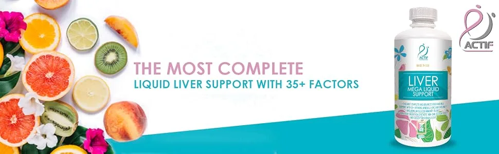 Actif Liver Mega Liquid Support - Complete Liver and Bile Maximum Strength Supplement Non-GMO Made in USA 32oz - liver