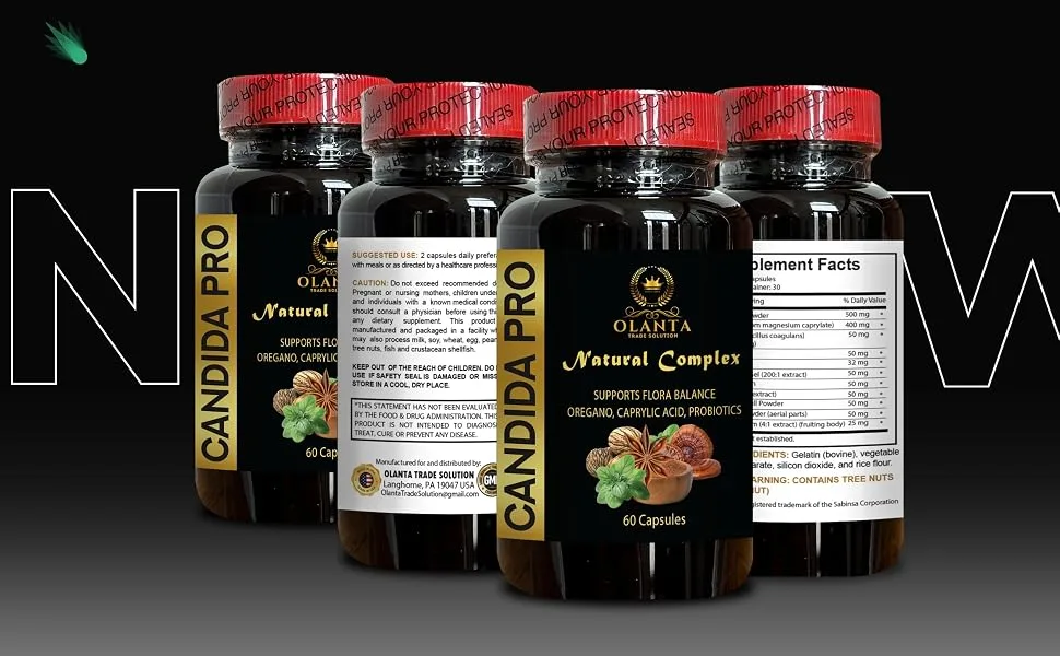 OLANTA TRADE SOLUTION Herbal Candida Support Capsules for Internal Purity Digestive Harmony & Gentle Daily Support | Plant-Powered Wellness Formula | 1 Bottle 60 Capsules - Candida capsules