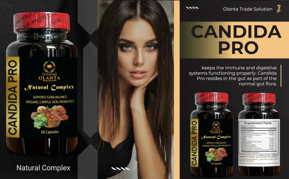 OLANTA TRADE SOLUTION Candida Support Capsules for Internal Harmony Digestive Support & Plant-Based Daily Wellness Routine | 1 Bottle 60 Capsules - Candida PRO banner