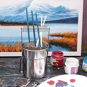 MyLifeUNIT Paint Brush Cleaner  Double Layer Paint Brush Holder with Wash Tank - paint brush washer