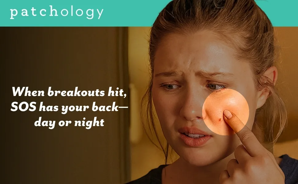 Patchology S.O.S. Overnight Acne Solution Gel-to-Patch Clarifying Liquid Patch 2.9% Sulfur 3% Niacinamide Dries Clear Fast Results Makeup Safe Pregnancy Safe Face & Body Use - Lorem ipsum dolor.