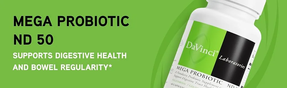 DAVINCI Labs Mega Probiotic ND 50 - Non-Dairy Probiotic Supplement with Prebiotic Fiber - Digestive & Immune Health Support* - Gut Support with Beneficial Bacteria* - 60 Vegetarian Capsules - product information 2