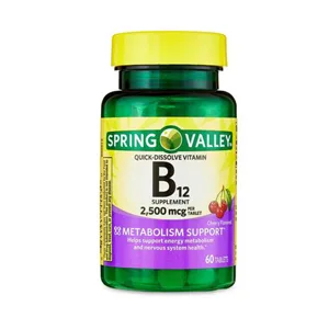 H4U Spring Valley Vitamin B12 Supplement Quick-Dissolve Tablets 2500 mcg Cherry 120 Count - product information 2