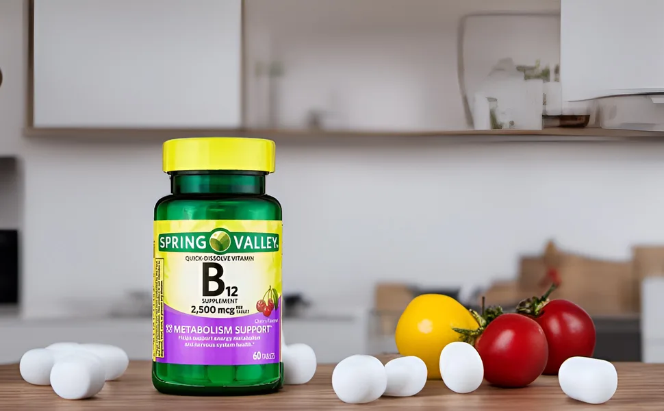 H4U Spring Valley Vitamin B12 Supplement Quick-Dissolve Tablets 2500 mcg Cherry 120 Count - product information 4