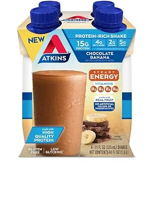 Atkins Chai Tea Latte and Chocolate Banana Protein Shakes Bundle 15g Protein Low Glycemic 3-4g Net Carbs 1-2g Sugar - product information 4