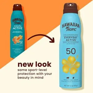 Hawaiian Tropic Everyday Active Spray Sunscreen SPF 50 Twin Pack and Weightless Hydration Face Sunscreen SPF 30 Travel Size - product information 1