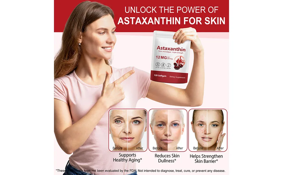 SDJUFEI 2 Pack Astaxanthin Supplements 12mg Premium Astaxanthin Antioxidant Supplements with Antioxidant Activity Supports Eye Skin Immune Joint Internal Circulation - astaxanthin antioxidant