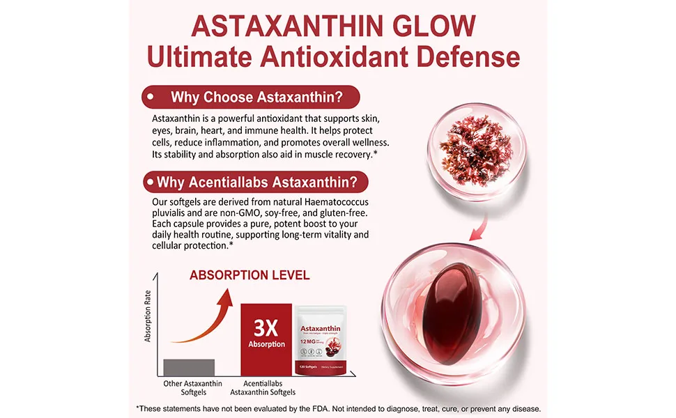 SDJUFEI 2 Pack Astaxanthin Supplements 12mg Premium Astaxanthin Antioxidant Supplements with Antioxidant Activity Supports Eye Skin Immune Joint Internal Circulation - astaxanthin supplement