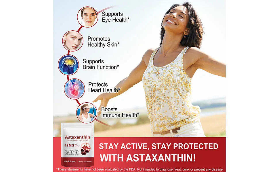 SDJUFEI 2 Pack Astaxanthin Supplements 12mg Premium Astaxanthin Antioxidant Supplements with Antioxidant Activity Supports Eye Skin Immune Joint Internal Circulation - astaxanthin supplement