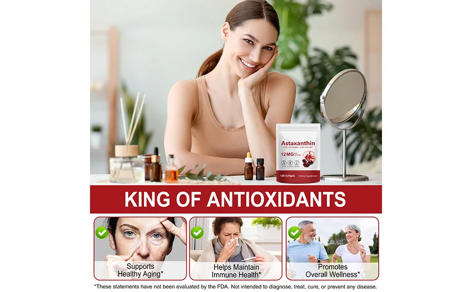 SDJUFEI 2 Pack Astaxanthin Supplements 12mg Premium Astaxanthin Antioxidant Supplements with Antioxidant Activity Supports Eye Skin Immune Joint Internal Circulation - astaxanthin supplements